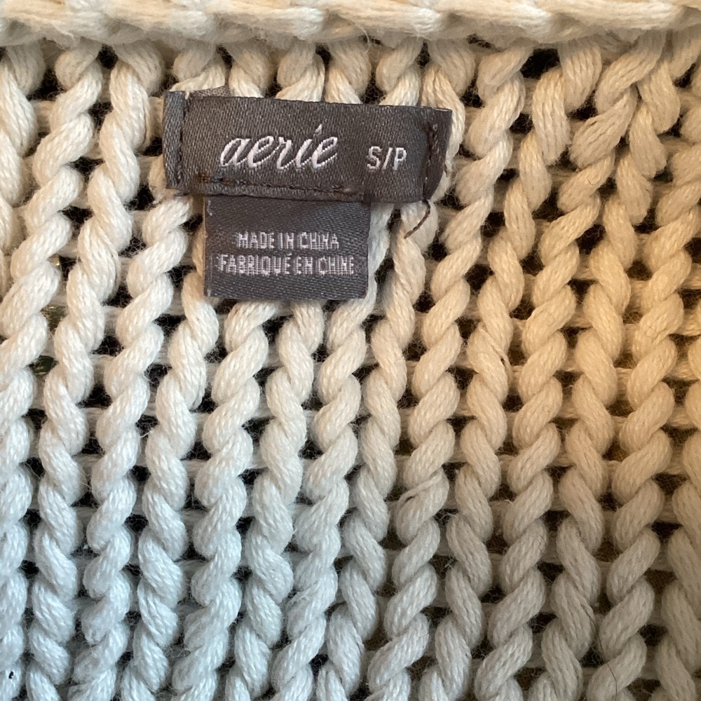Aerie Cream Open-Front Chunky Knit Sweater Size Small - Picture 5 of 7